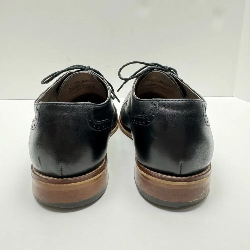 Johnston & Murphy 59-1991 Black Leather Carriker Cap Toe Lace Up Dress Shoes